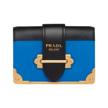 PRADA Cahier Calfskin Shoulder Bag Crossbody Bag Women's Sea Blue/Black