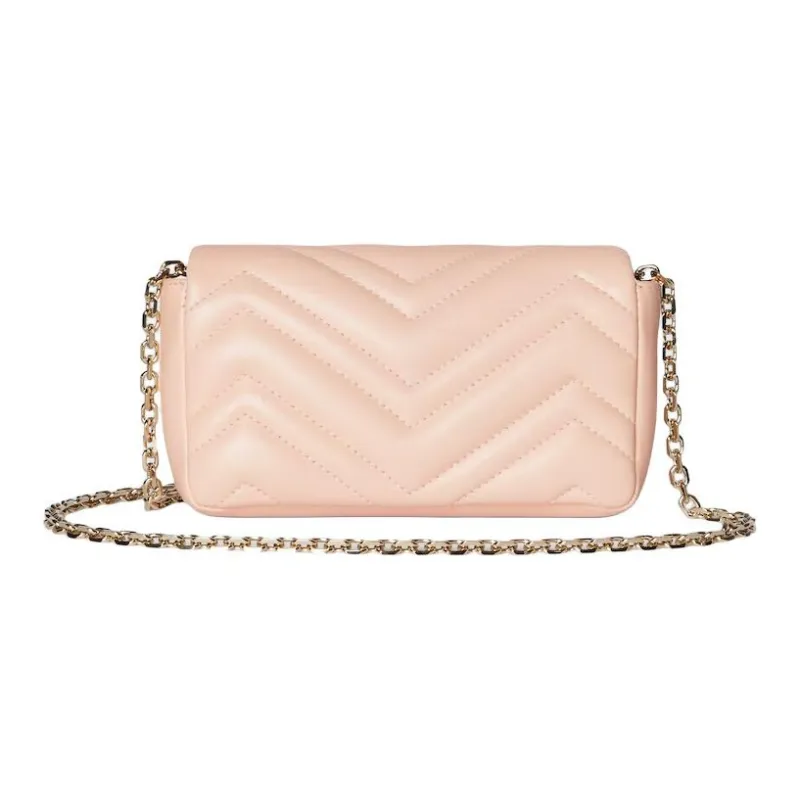 GUCCI GG Marmont Lambskin Shoulder Bag Mini Women's Pink-3