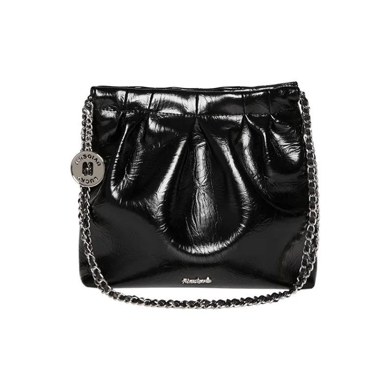 Narandu Synthetic Leather Bucket Bag Shoulder Bag Hobo Bag Regular Women's Midnight Black/Ecru-0