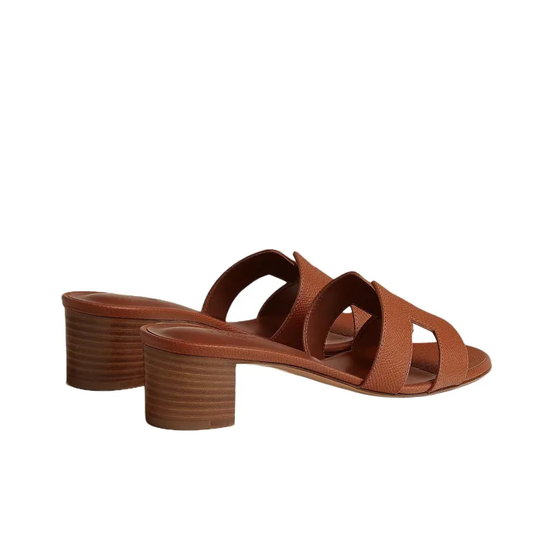 HERMES Oasis Slide Slippers 5cm Women's Brown-3