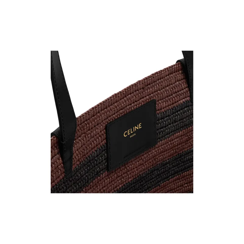 CELINE Couffin Raffia Handbag, Shoulder Bag Regular Women's Black & Brown-4