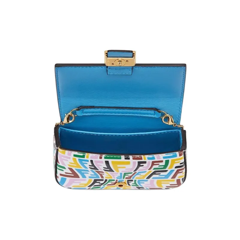 FENDI Baguette Calfskin Coin Purse Baguette Bag Shoulder Bag Crossbody Bag Extra Mini Women's Blue/Multicolor-3