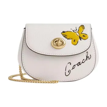 COACH Leather Coin Purse Mini Women's Chalk