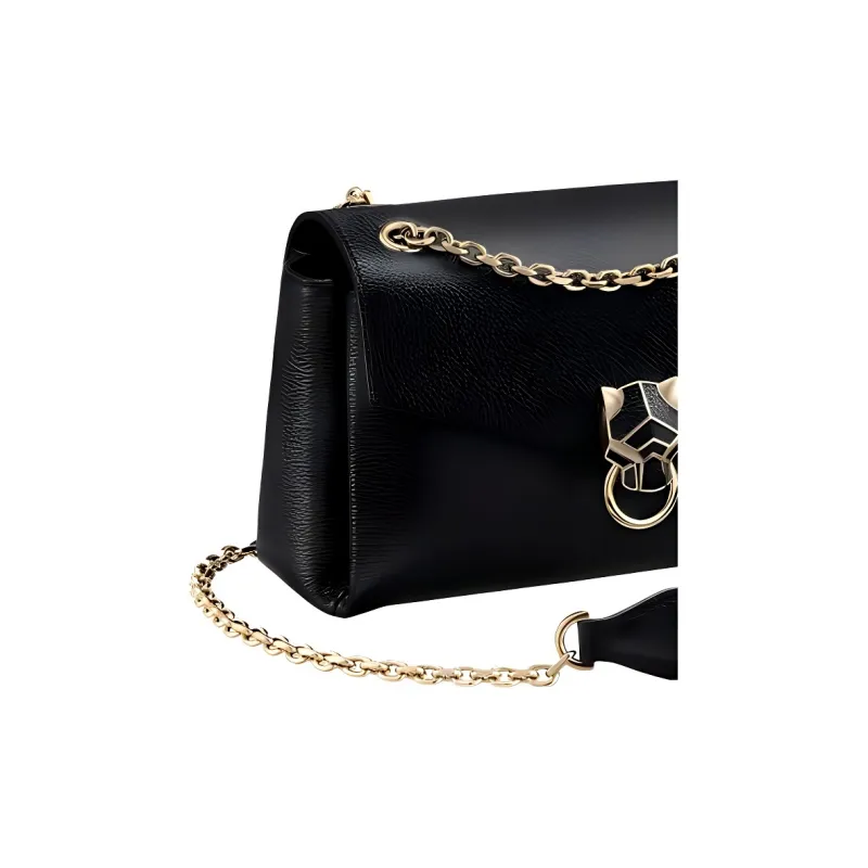 CARTIER Panthère De Cartier Calfskin Handbag Shoulder Bag Crossbody Bag Mini Women's Black-2