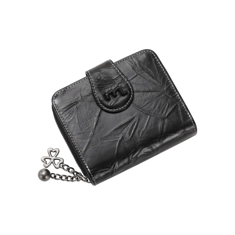 Miao Di Cow Leather Coin Purse Women's Obsidian Black-5
