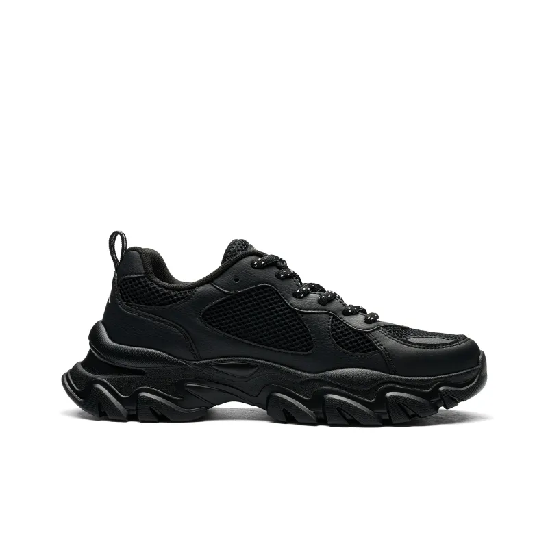 Kappa Back to Back Abrasion Resistant Height Increasing Low Top Chunky Sneakers Unisex Black-1