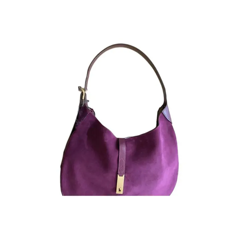 Ralph Lauren Suede Handbag Shoulder Bag Women's Purple-2