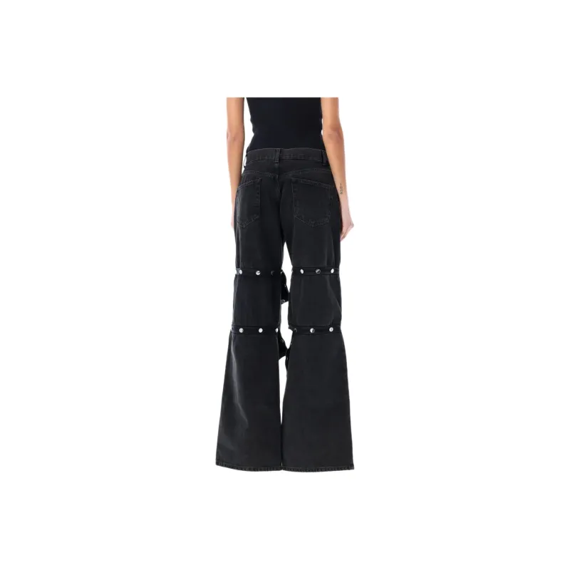 The Attico Snap Detailed Straight Leg Jeans-4