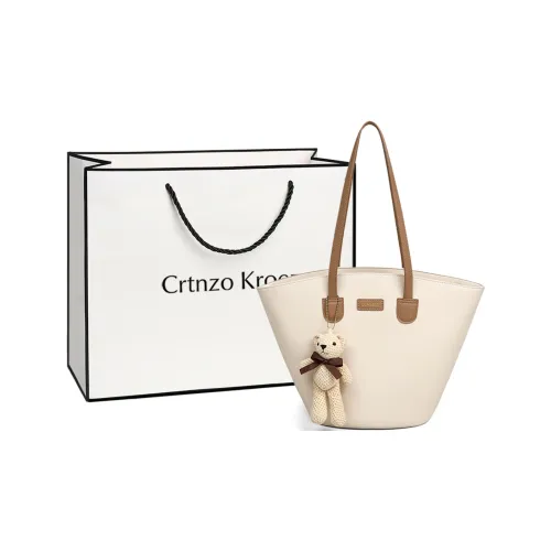 Crtnzo Kroez Cow Leather Tote Bag, Shoulder Bag Regular Women's Ecru