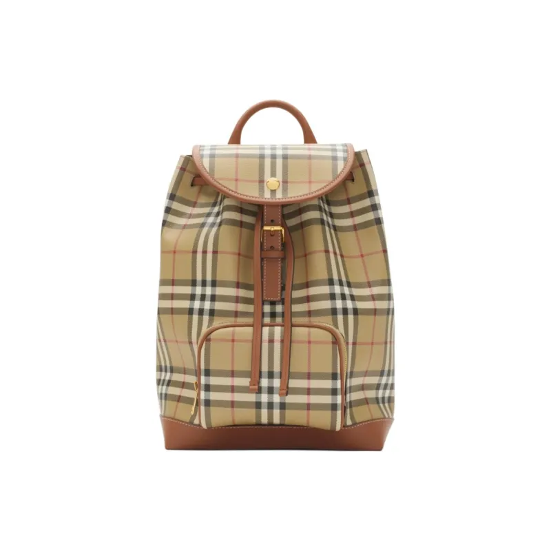 Burberry Polyurethane Backpack Women's Beige & Heather Brown-0
