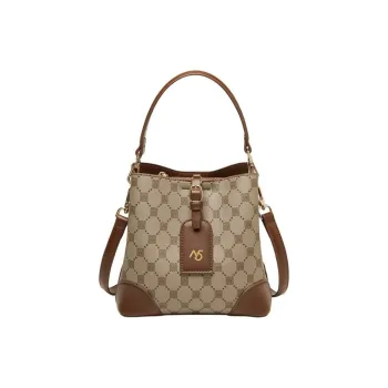15 MINS PVC Bucket Bag, Shoulder Bag, Crossbody Bag Medium Size Women's Chocolate Brown