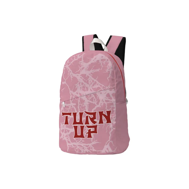 TURN UP Polyester Backpack Unisex Gray Pink-1
