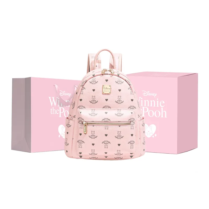 Disney Winnie The Pooh Series PVC Heartfelt Refined Box Backpack Women's Pink-0
