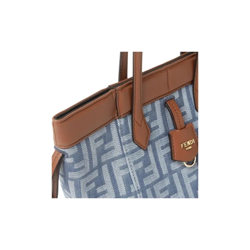 FENDI Origami Jacquard Shoulder Bag Mini Women's Blue-4