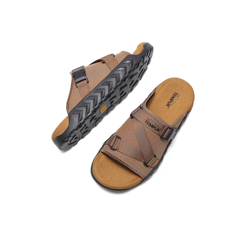 TEMPUR Slide Slippers Men's Wheat Ear Brown-4