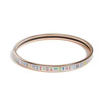 HERMES Enamel Bangles Women's Rose Gold