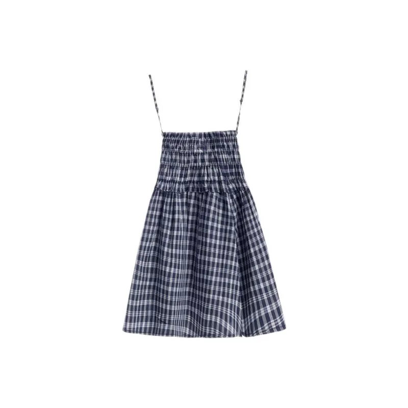 Rose Slip Dresses Women's Blue Plaid-1