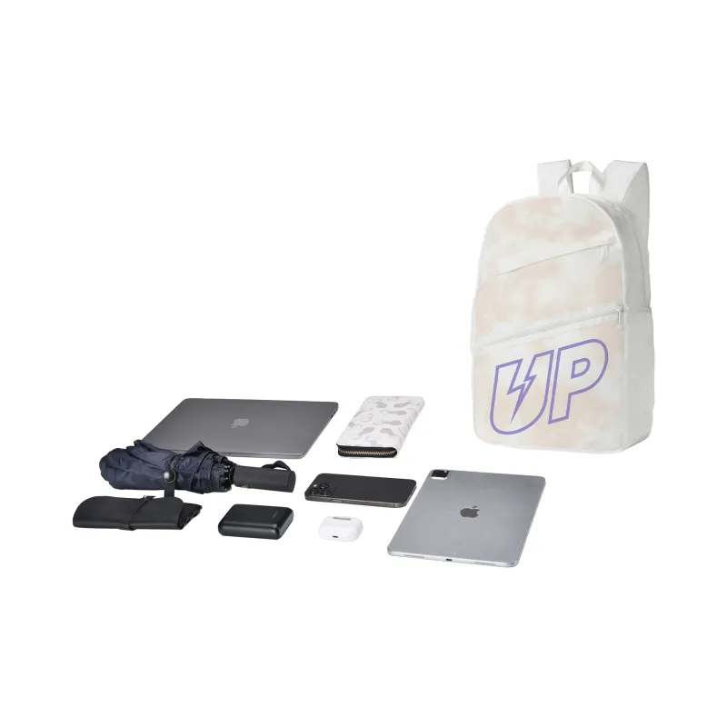 TURN UP Polyester Backpack Unisex Pearl White-4