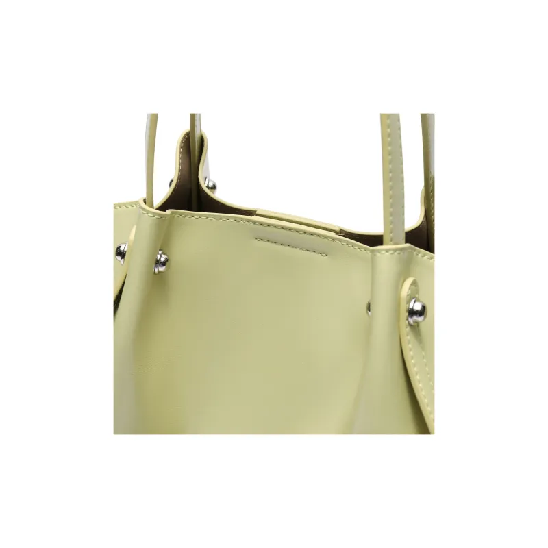 BELLE Artificial Leather Handbag Women's Ecru/Mustard Green-7