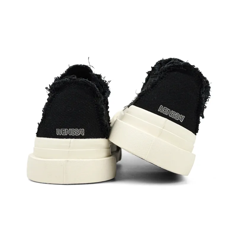 Mengsai Abrasion Resistant Shock Absorbers Low Top Canvas Shoes Men's Black-2