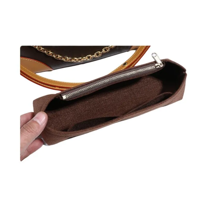 Luxury Care Artisan Workshop Imported Felt Lining Medium Bag Croissant Bag With Standalone Bag Strap Women's Brown-1