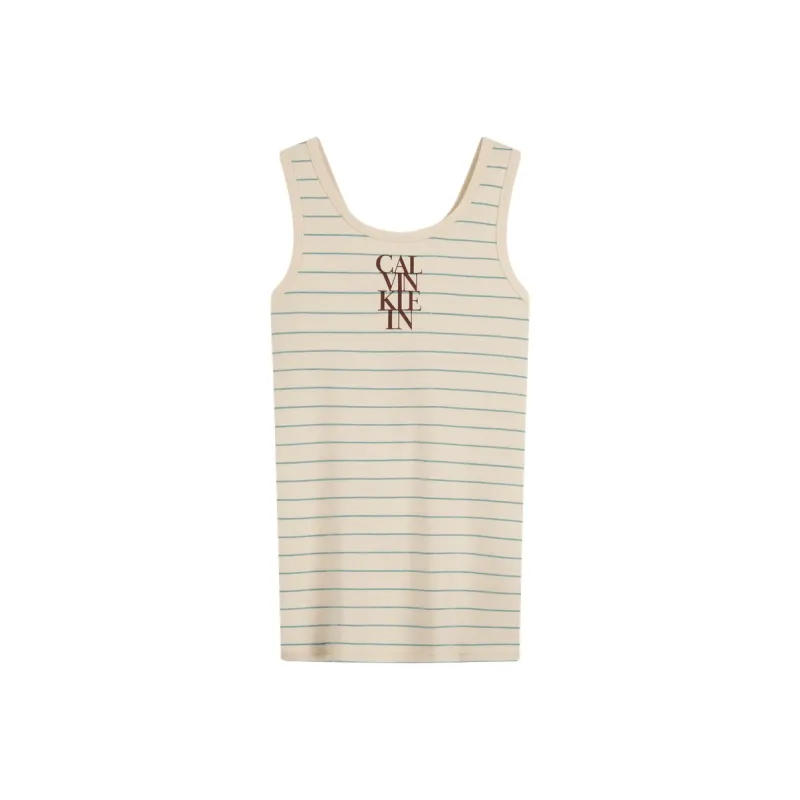 Calvin Klein Tank Tops Women's XE4 Stripes Ecru-0