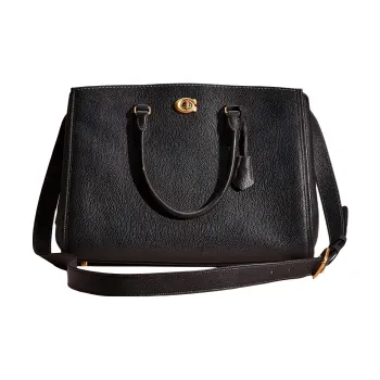COACH Brooke Pebbled Leather One Shoulder Handbags Large Size Women's Black