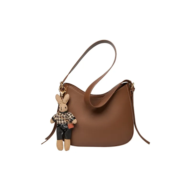 Narandu Cow Leather Shoulder Bag Bucket Bag Crossbody Bag Shoulder Bag Medium Size Women's Khaki/Coffee/Ecru & Apricot-6