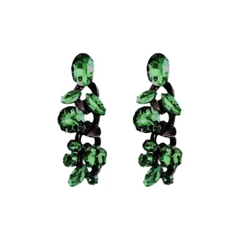 ESSENTIEL ANTWERP Glass, Rhinestone, Brass, Iron, Stainless Steel Earrings Unisex Green