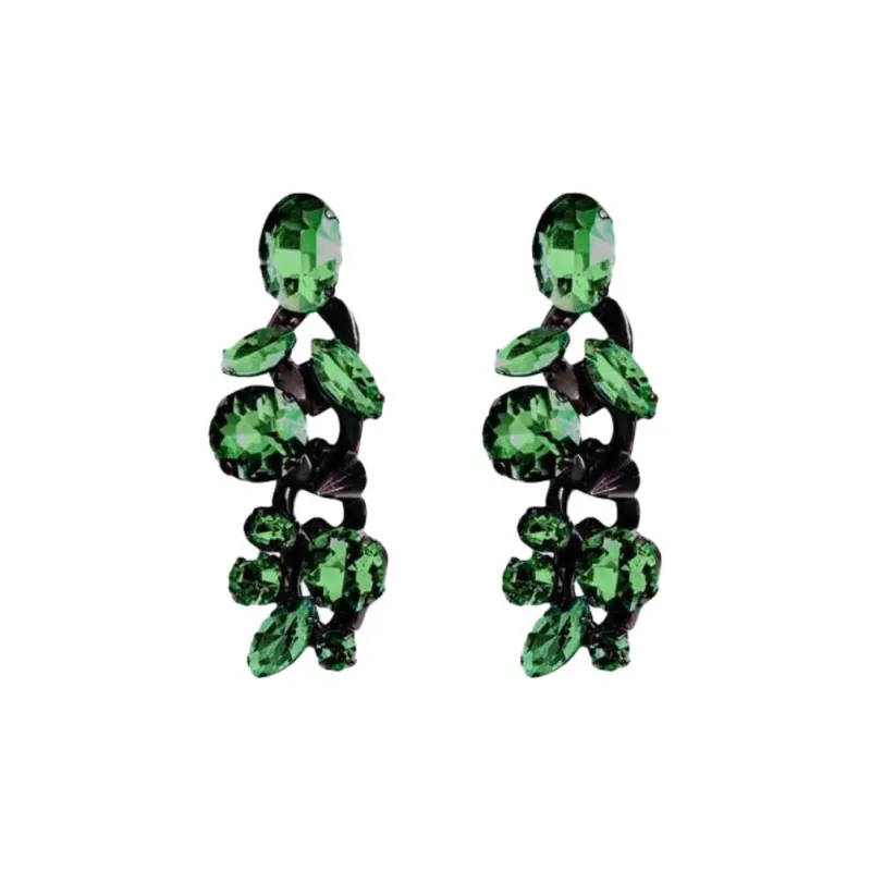 ESSENTIEL ANTWERP Glass, Rhinestone, Brass, Iron, Stainless Steel Earrings Unisex Green-0