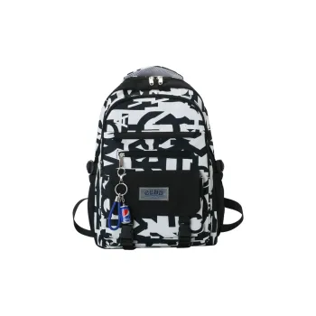 Wolfhorse Nylon Backpack Unisex Black Large Letter/Black Small Letter/Pink Cartoon