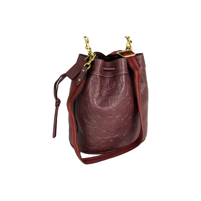COACH Field Leather Crossbody Bag Shoulder Bag Bucket Bag Handbag Small Size Women's Maroon-4