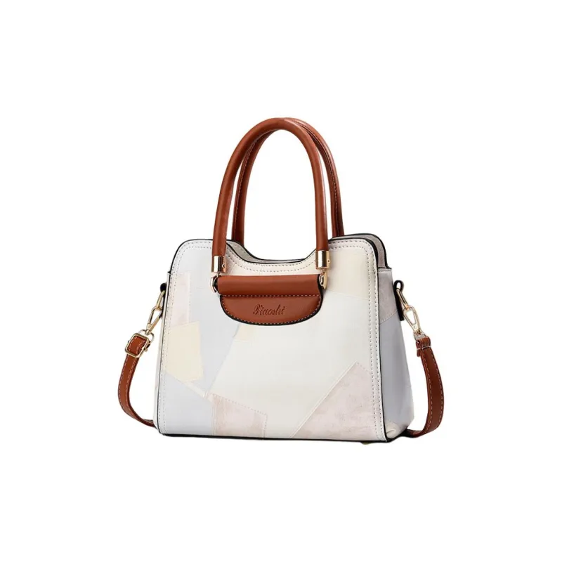 Boniu PU Handbag Women's Earth Yellow/White/Blue-2