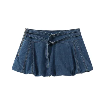CHUU Casual Short Skirts Women's Dark Denim Blue