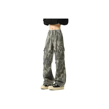 KIRHNE Cargo Pants Unisex Gray White