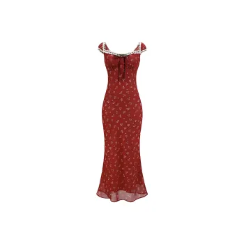 DOKZB Sleeveless Dresses Women's Red