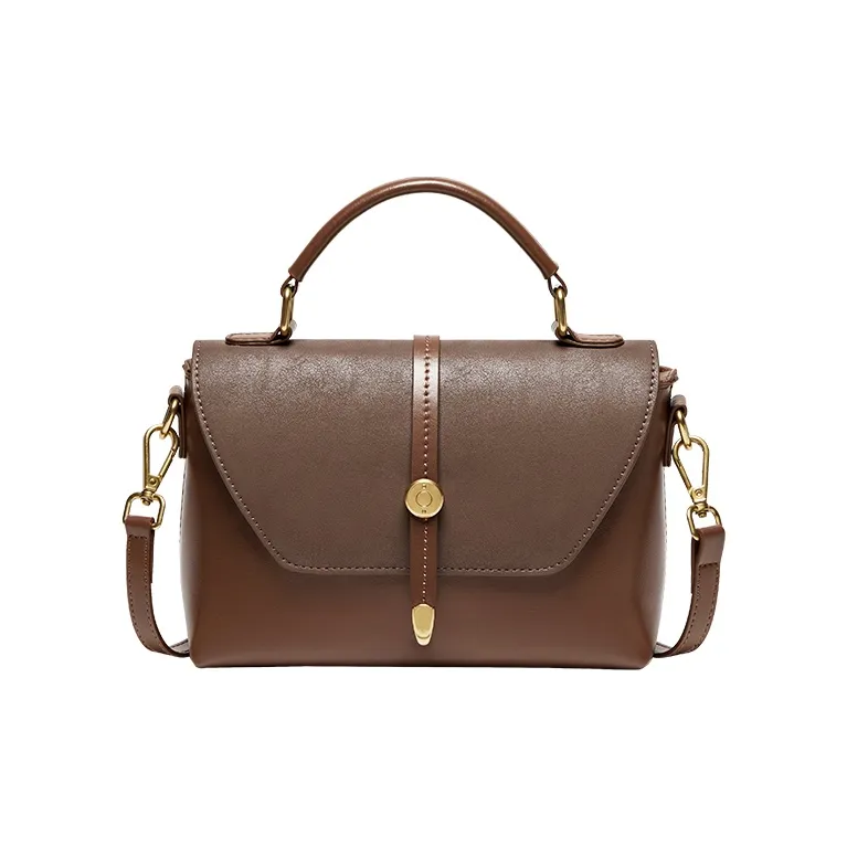 Narandu Cow Leather Patchwork Synthetic Leather Handbag Small Size Women's Coffee-0