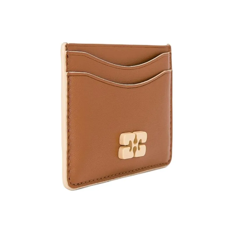 GANNI Leather Card Holder Card Holder Women's Brown-1