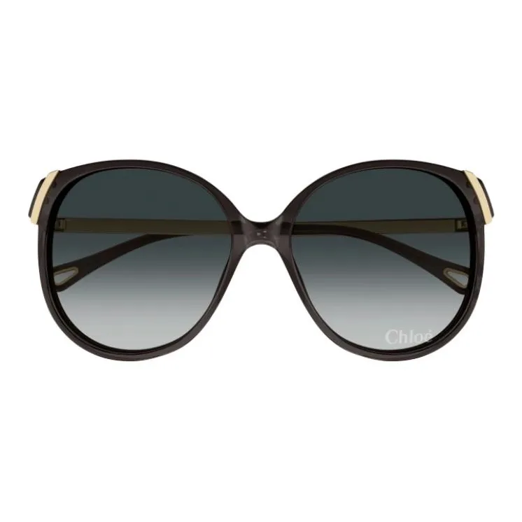 Chloe Plastic Oval Sunglasses Women's Black-1