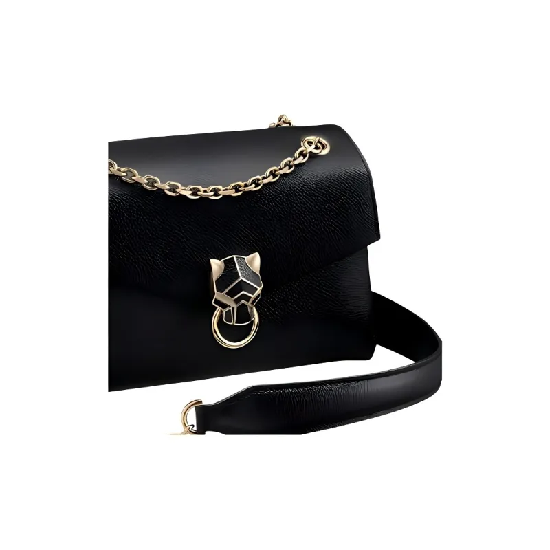 CARTIER Panthère De Cartier Calfskin Handbag Shoulder Bag Crossbody Bag Mini Women's Black-1