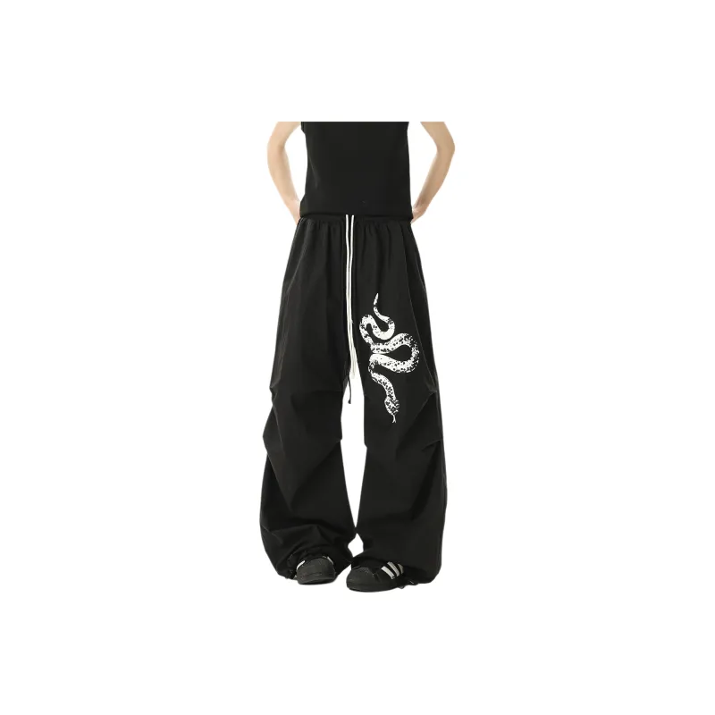GY.VG Casual Pants Unisex Black White Leopard Print-0