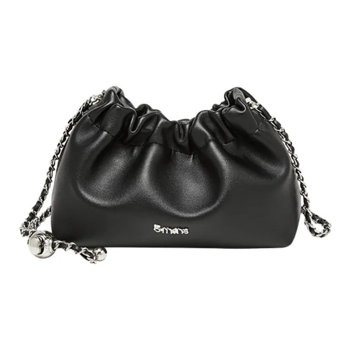 Narandu Cow Leather Cloud Bag Chain Crossbody Bag Shoulder Bag Small Size Women's Brown/Oat/Midnight Black-11