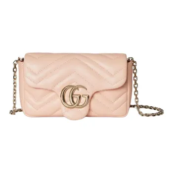 GUCCI GG Marmont Lambskin Shoulder Bag Mini Women's Pink