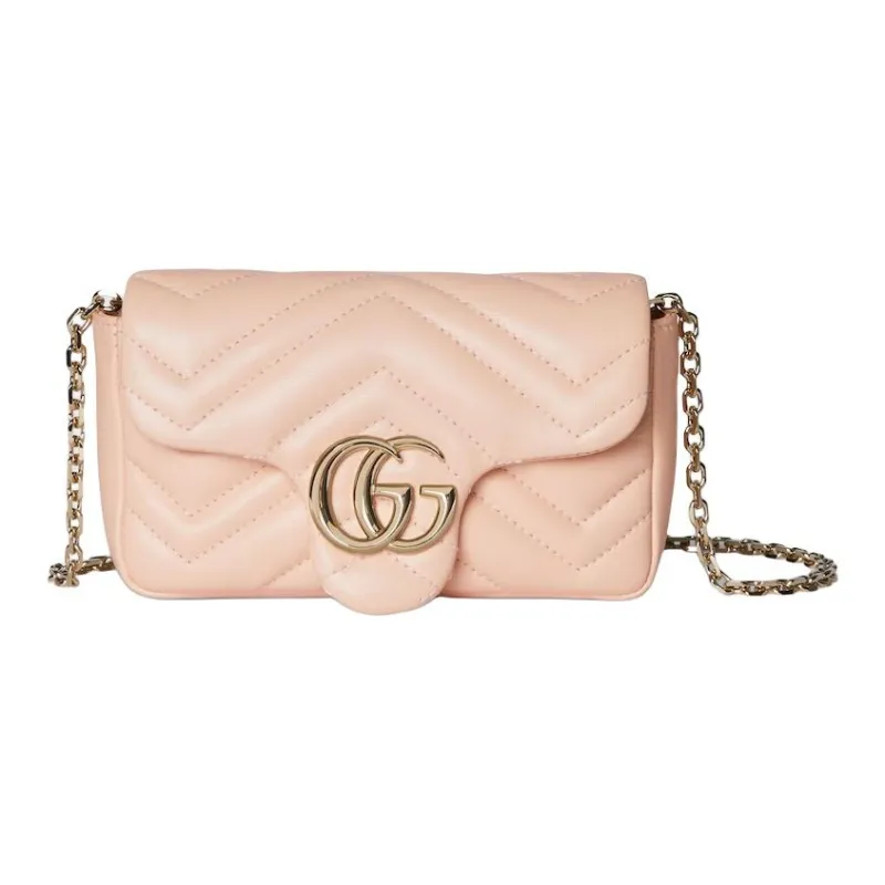 GUCCI GG Marmont Lambskin Shoulder Bag Mini Women's Pink-0