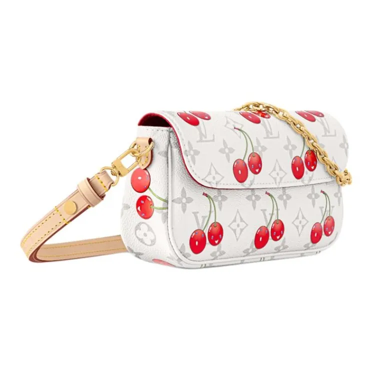 LOUIS VUITTON Takashi Murakami Collaboration Monogram Cherry Canvas Crossbody Bags Women's White-1