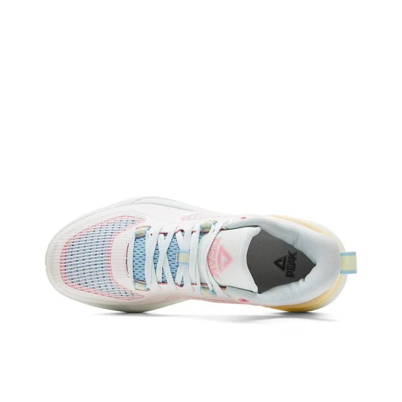 PEAK Shock Absorbers Slip Resistant Breathable Low Top Basketball Shoes Women's Ivory Green-3