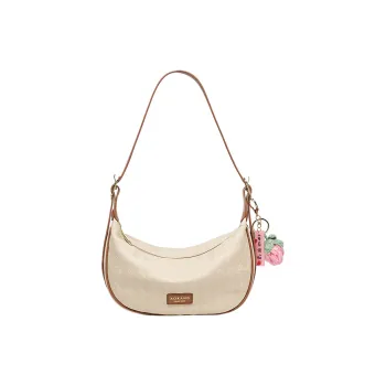 AOKANG Cow Leather With Synthetic Leather Shoulder Bag, Crossbody Bag Women's Milkshake White/classic Black/milk Tea