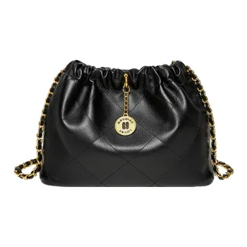 Narandu Cow Leather With Synthetic Leather Chain Bag, Crossbody Bag, Handbag, Shoulder Bag Women's Midnight Black/Ecru
