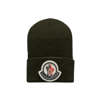 Moncler 100% Pure Wool Beanies Men's Dark Green