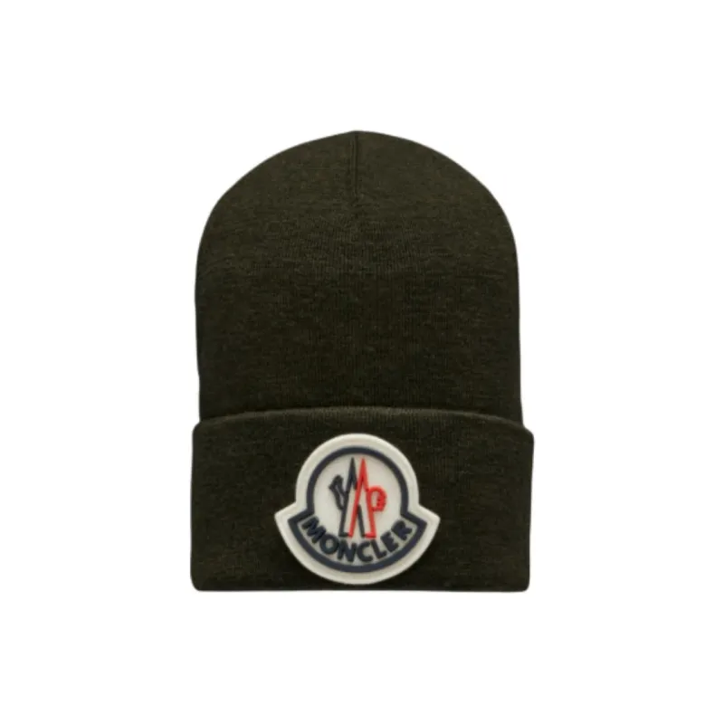 Moncler 100% Pure Wool Beanies Men's Dark Green-0